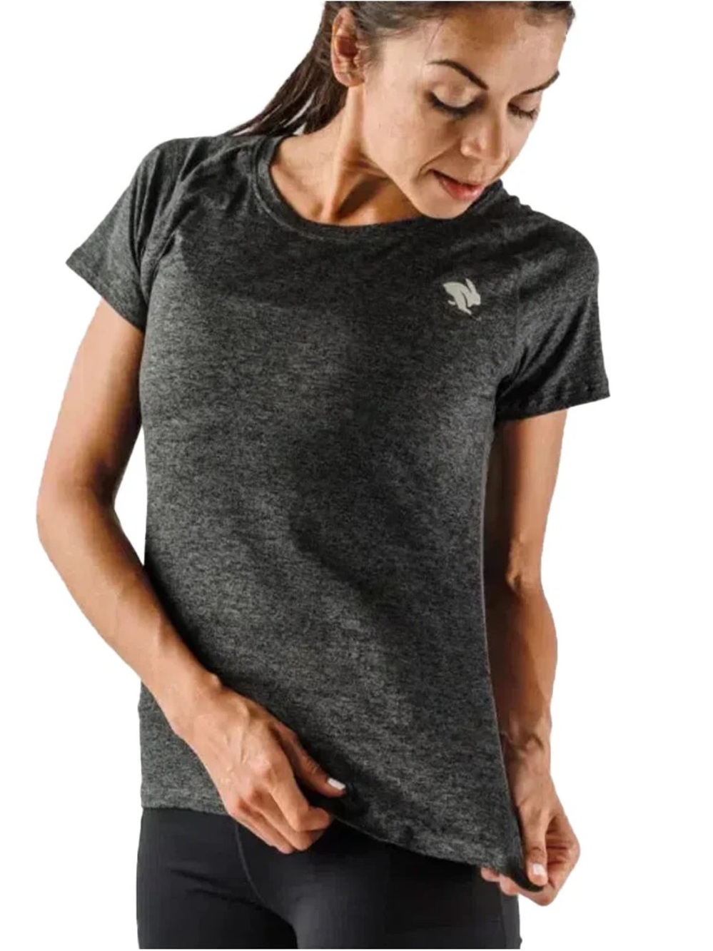 RABBIT EZ TEE Woman’s Shirt XL CHARCOAL HEATHER Athletic Athleisure Workout Gym